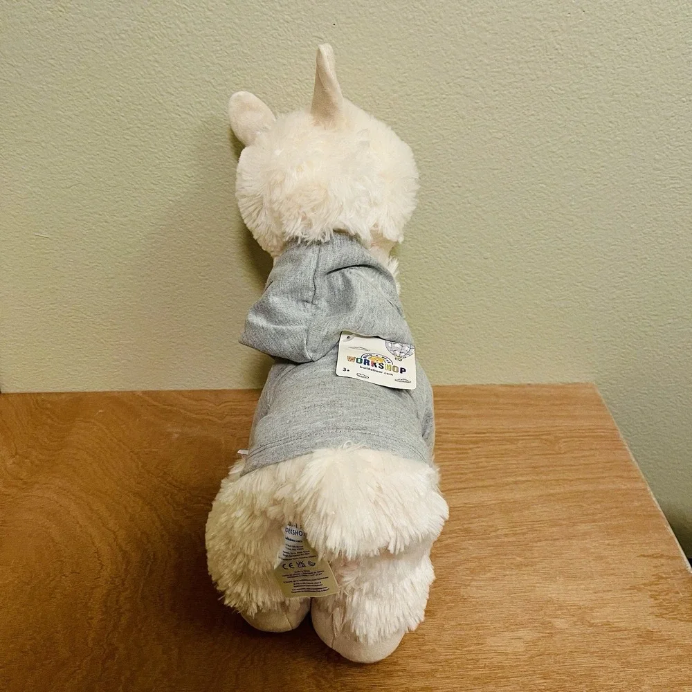 NWT Build A Bear  Workshop  Wooly Alpaca Plush Toy Cream & NWT Gray Hoodie‎